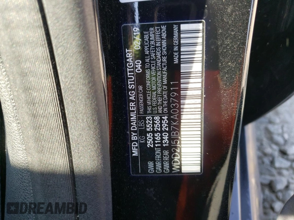 2019 Mercedes-Benz CLS with VIN WDD2J5JB7KA037911, listed as a Copart auction lot 75072814 with 94,435 mi miles and Salvage Title. Bid and sale history available at carsss.com. Image 12.