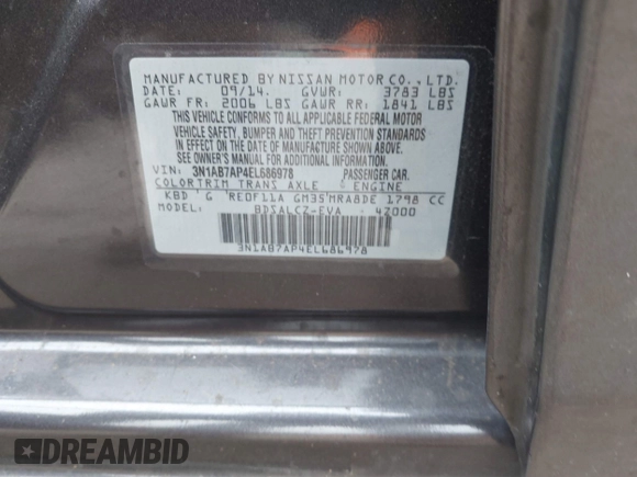 2014 Nissan Sentra SV z VIN 3N1AB7AP4EL686978, wystawiony jako IAAI lot #40852938 z przebiegiem 90 663 mil mil oraz . Historia ofert i sprzedaży dostępna na DreamBid. Obrazek 9.