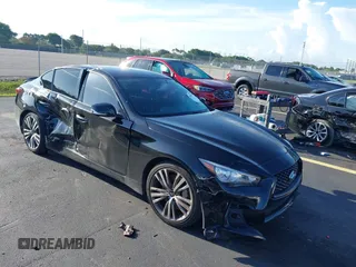 2019 Infiniti Q50 Luxe with VIN JN1EV7AP7KM516656, listed as a IAAI auction lot 42695766 with 100,206 mi miles and . Bid and sale history available at DreamBid. Image 1.
