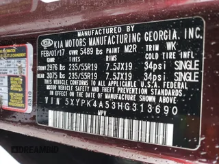 2017 Kia Sorento SX z VIN 5XYPK4A53HG313690, wystawiony jako Copart lot #42768775 z przebiegiem 125 116 mil mil oraz Szkoda całkowita • Salvage title. Historia ofert i sprzedaży dostępna na DreamBid. Obrazek 13.