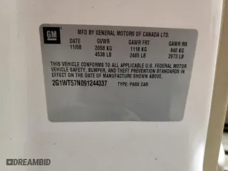 2009 Chevrolet Impala 3.5L LT with VIN 2G1WT57N091244337, listed as a Copart auction lot 45705415 with 0 mi miles and Salvage Title. Bid and sale history available at carsss.com. Image 12.