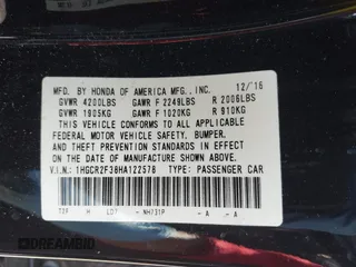 2017 Honda Accord LX with VIN 1HGCR2F38HA122578, listed as a IAAI auction lot 41779507 with 79,593 mi miles. Bid and sale history available at carsss.com. Image 9.