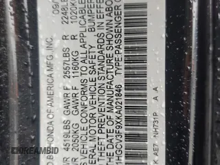 2019 Honda Accord Touring with VIN 1HGCV3F9XKA021846, listed as a Copart auction lot 57272445 with 143,423 mi miles and Salvage title. Bid and sale history available at DreamBid. Image 13.
