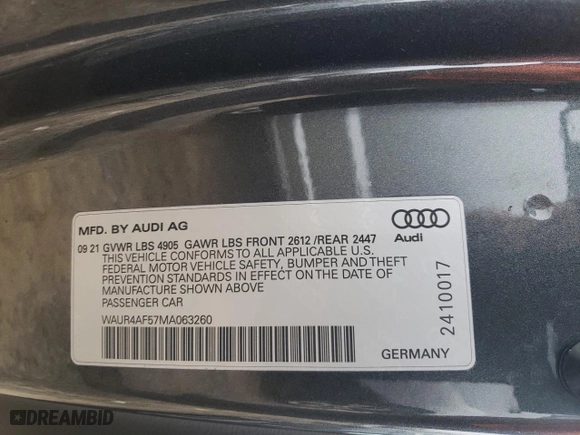 2021 Audi S5 Coupe Prestige with VIN WAUR4AF57MA063260, listed as a Copart auction lot 38559524 with 32,883 mi miles. Bid and sale history available at carsss.com. Image 13.
