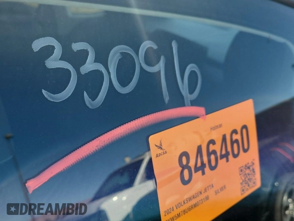2024 Volkswagen Jetta S with VIN 3VW5M7BU6RM073190, listed as a IAAI auction lot 42844463 with 33,096 mi miles and . Bid and sale history available at DreamBid. Image 46.