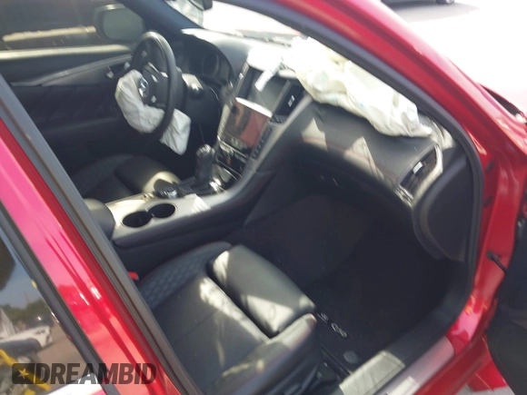 2018 Infiniti Q50 Red Sport 400 with VIN JN1FV7AP2JM460824, listed as a IAAI auction lot 42077854 with 91,062 mi miles and . Bid and sale history available at DreamBid. Image 5.