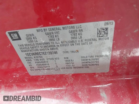 2014 Chevrolet Silverado 1500 LT with VIN 1GCVKREC7EZ139746, listed as a IAAI auction lot 41731977 with 176,715 mi miles. Bid and sale history available at carsss.com. Image 9.