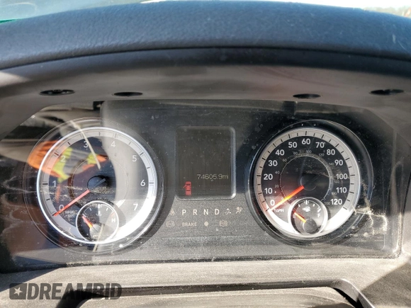 2018 Ram 1500 Express with VIN 1C6RR7FGXJS220351, listed as a Copart auction lot 48469935 with 74,605 mi miles and Salvage title. Bid and sale history available at DreamBid. Image 9.