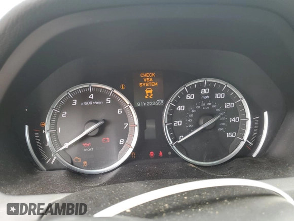 2016 Acura TLX V6 with VIN 19UUB2F39GA007544, listed as a Copart auction lot 59258525 with 222,663 mi miles and Clean title. Bid and sale history available at DreamBid. Image 9.
