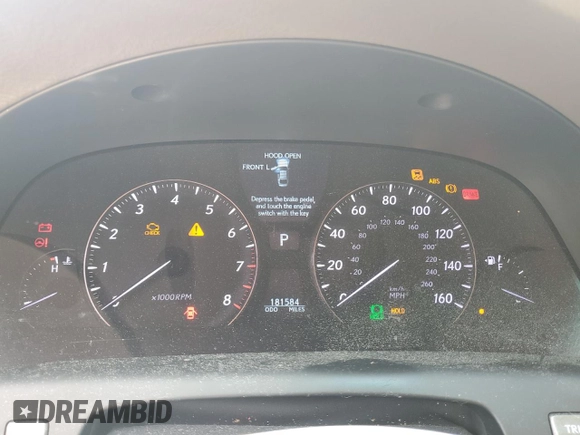 2007 Lexus LS 460 with VIN JTHBL46F775047802, listed as a Copart auction lot 56669525 with 181,584 mi miles and Salvage title. Bid and sale history available at DreamBid. Image 9.