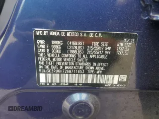 2016 Honda HR-V EX-L w/Navi with VIN 3CZRU6H72GM711653, listed as a Copart auction lot 47847185 with 76,711 mi miles and Clean Title. Bid and sale history available at carsss.com. Image 13.