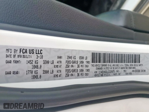 2018 Dodge Durango SXT with VIN 1C4RDHAG0JC329075, listed as a Copart auction lot 56966855 with 176,403 mi miles and Salvage title. Bid and sale history available at DreamBid. Image 13.