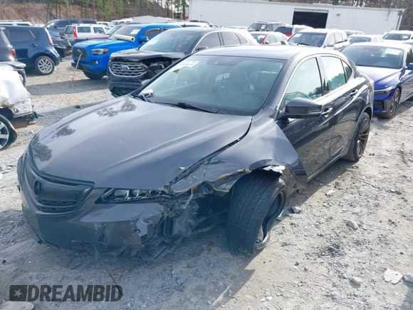 2015 Acura TLX V6 Advance with VIN 19UUB2F77FA020150, listed as a IAAI auction lot 41096144 with 127,414 mi miles. Bid and sale history available at carsss.com. Image 2.