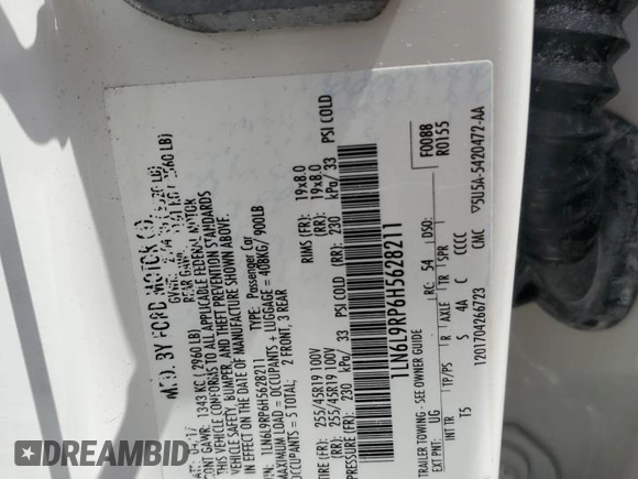 2017 Lincoln Continental Reserve with VIN 1LN6L9RP6H5628211, listed as a Copart auction lot 61369035 with Not provided miles and Salvage title. Bid and sale history available at DreamBid. Image 12.