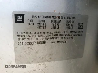 2015 Chevrolet Impala LTZ with VIN 2G1165S38F9104850, listed as a Copart auction lot 52028615 with 155,730 mi miles and Salvage Title. Bid and sale history available at DreamBid. Image 12.