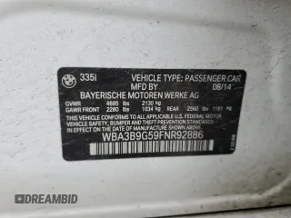 2015 BMW 3 Series 335i xDrive with VIN WBA3B9G59FNR92886, listed as a Copart auction lot 83223924 with Not Provided miles and Salvage Title. Bid and sale history available at carsss.com. Image 12.
