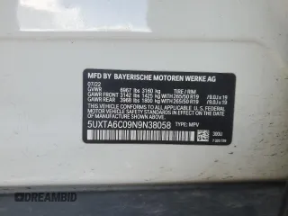 2022 BMW X5 xDrive45e with VIN 5UXTA6C09N9N38058, listed as a Copart auction lot 44401455 with 0 mi miles and Salvage Title. Bid and sale history available at carsss.com. Image 13.