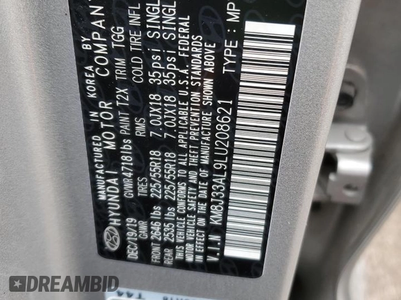 2020 Hyundai Tucson Ultimate z VIN KM8J33AL9LU208621, wystawiony jako Copart lot #41323643 z przebiegiem 71 881 mil mil oraz . Historia ofert i sprzedaży dostępna na DreamBid. Obrazek 15.