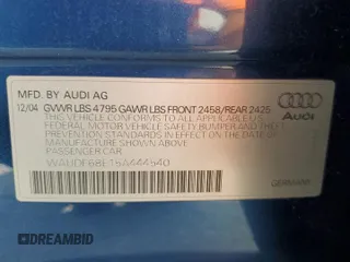2005 Audi A4 2.0T with VIN WAUDF68E15A444540, listed as a Copart auction lot 73312214 with 180,183 mi miles and Salvage Title. Bid and sale history available at carsss.com. Image 12.
