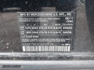 2012 Mercedes-Benz GL-Class GL 450 with VIN 4JGBF7BE9CA763928, listed as a IAAI auction lot 42092738 with 168,971 mi miles. Bid and sale history available at carsss.com. Image 9.