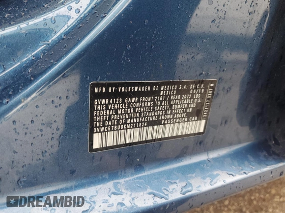 2019 Volkswagen Jetta S z VIN 3VWC57BU8KM211824, wystawiony jako Copart lot #60993465 z przebiegiem 85 867 mil mil oraz Szkoda całkowita • Salvage title. Historia ofert i sprzedaży dostępna na DreamBid. Obrazek 12.