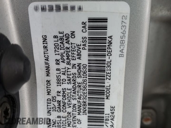 2006 Toyota Corolla CE with VIN 1NXBR32E56Z610630, listed as a Copart auction lot 47351045 with 47,720 mi miles and Clean Title. Bid and sale history available at DreamBid. Image 12.