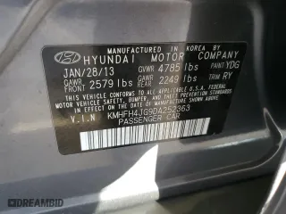 2013 Hyundai Azera with VIN KMHFH4JG9DA252363, listed as a Copart auction lot 46349175 with 121,207 mi miles and Salvage Title. Bid and sale history available at carsss.com. Image 14.