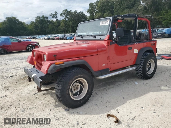 1994 Jeep Wrangler S with VIN 1J4FY19P2RP444892, listed as a Copart auction lot 75077944 with 0 mi miles and Salvage Title. Bid and sale history available at carsss.com. Image 1.