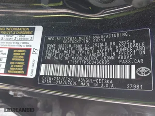 2014 Toyota Camry L with VIN 4T1BF1FK5EU466685, listed as a IAAI auction lot 42040366 with 114,019 mi miles. Bid and sale history available at carsss.com. Image 9.