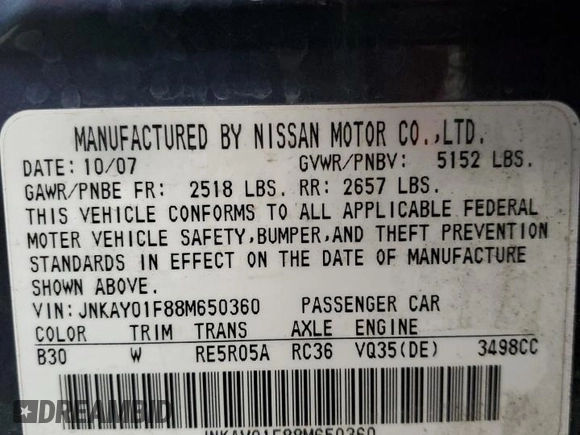 2008 Infiniti M с VIN JNKAY01F88M650360, выставлен на аукционе Copart как лот 48928295 с пробегом 123 091 миль миль и Чистый • Clean title. История ставок и продаж доступна на DreamBid. Изображение 13.