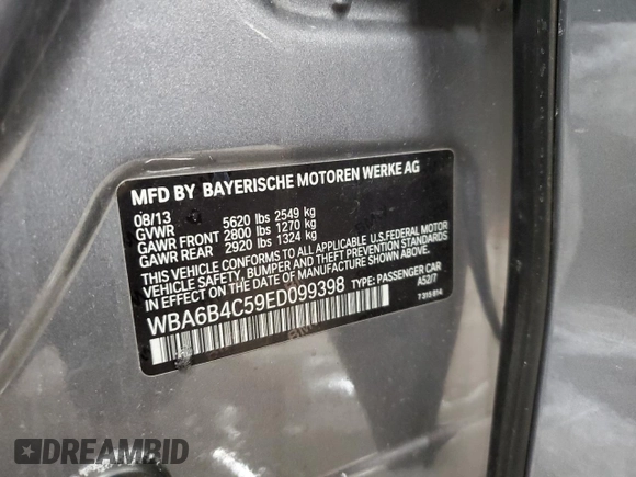 2014 BMW 6 Series 650i xDrive z VIN WBA6B4C59ED099398, wystawiony jako Copart lot #42305515 z przebiegiem 111 156 mil mil oraz Czysty tytuł • Clean title. Historia ofert i sprzedaży dostępna na DreamBid. Obrazek 12.