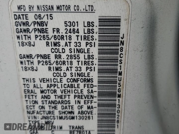 2016 Infiniti QX70 with VIN JN8CS1MU5GM130261, listed as a Copart auction lot 55860435 with Not provided miles and Clean title. Bid and sale history available at DreamBid. Image 13.