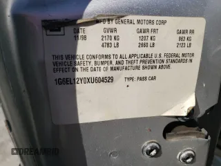 1999 Cadillac Eldorado z VIN 1G6EL12Y0XU604529, wystawiony jako Copart lot #77620004 z przebiegiem 246 032 mil mil oraz Szkoda całkowita • Salvage title. Historia ofert i sprzedaży dostępna na DreamBid. Obrazek 12.