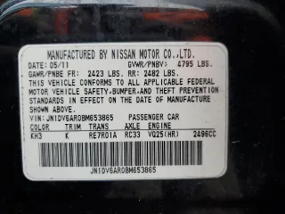2011 Infiniti G25 x with VIN JN1DV6AR0BM653865, listed as a Copart auction lot 44927045 with 174,354 mi miles and Salvage Title. Bid and sale history available at DreamBid. Image 12.