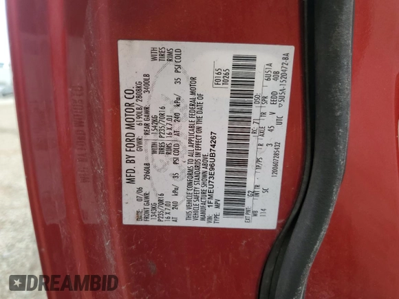 2006 Ford Explorer XLT с VIN 1FMEU73E96UB74267, выставлен на аукционе Copart как лот 62736745 с пробегом 173 453 миль миль и Списание • Salvage title. История ставок и продаж доступна на DreamBid. Изображение 14.