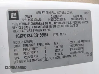 2008 GMC Yukon SLT w/4SB with VIN 1GKFC13J78R156057, listed as a IAAI auction lot 41822580 with 296,954 mi miles. Bid and sale history available at carsss.com. Image 9.