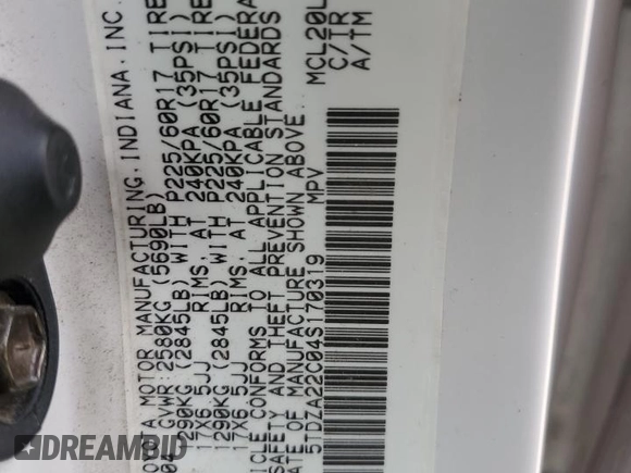 2004 Toyota Sienna XLE z VIN 5TDZA22C04S170319, wystawiony jako Copart lot #56543265 z przebiegiem 184 061 mil mil oraz Szkoda całkowita • Salvage title. Historia ofert i sprzedaży dostępna na DreamBid. Obrazek 13.
