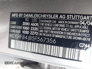 2005 Mercedes-Benz C 320 z VIN WDBRF84J85F567356, wystawiony jako IAAI lot #42377444 z przebiegiem 221 225 mil mil oraz . Historia ofert i sprzedaży dostępna na DreamBid. Obrazek 9.