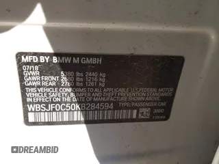 2019 BMW M5 z VIN WBSJF0C50KB284594, wystawiony jako IAAI lot #41410008 z przebiegiem Nie podano mil oraz . Historia ofert i sprzedaży dostępna na DreamBid. Obrazek 9.