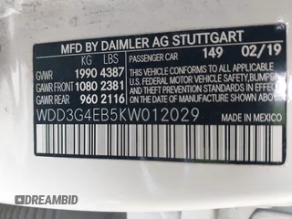 2019 Mercedes-Benz A 220 z VIN WDD3G4EB5KW012029, wystawiony jako IAAI lot #41608407 z przebiegiem 87 421 mil mil oraz . Historia ofert i sprzedaży dostępna na DreamBid. Obrazek 9.
