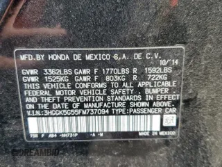 2015 Honda Fit LX with VIN 3HGGK5G55FM737094, listed as a Copart auction lot 64269965 with 78,792 mi miles and Salvage title. Bid and sale history available at DreamBid. Image 12.