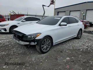 2018 Genesis G80 3.8L with VIN KMHGN4JE2JU256275, listed as a Copart auction lot 88252675 with 105,669 mi miles and Salvage title. Bid and sale history available at DreamBid. Image 1.
