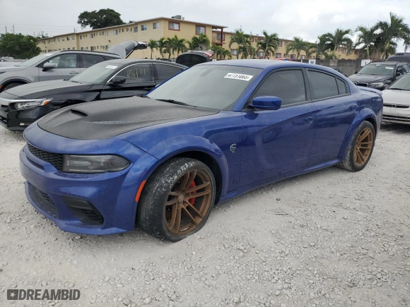 2021 Dodge Charger SRT Hellcat Widebody with VIN 2C3CDXL98MH668185, listed as a Copart auction lot 47751065 with 38,756 mi miles and Salvage Title. Bid and sale history available at carsss.com. Image 1.