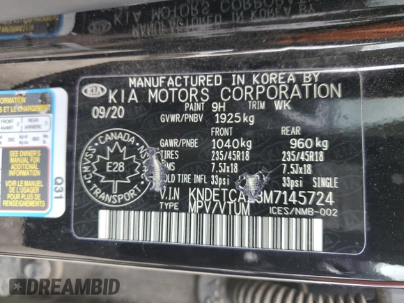 2021 Kia Seltos SX z VIN KNDETCA23M7145724, wystawiony jako Copart lot #60675105 z przebiegiem 108 324 mil mil oraz Szkoda całkowita • Salvage title. Historia ofert i sprzedaży dostępna na DreamBid. Obrazek 14.
