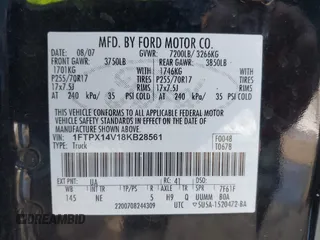 2008 Ford F-150 XLT with VIN 1FTPX14V18KB28561, listed as a IAAI auction lot 41571919 with 134,204 mi miles. Bid and sale history available at carsss.com. Image 9.
