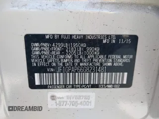 2016 Subaru Impreza Special Sports Premium с VIN JF1GPAP66G8231481, выставлен на аукционе IAAI как лот 42011084 с пробегом 69 655 миль миль и . История ставок и продаж доступна на DreamBid. Изображение 9.