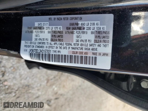 2017 Mazda CX-5 Grand Touring with VIN JM3KFBDL2H0197831, listed as a Copart auction lot 43150335 with 126,847 mi miles and Salvage Title. Bid and sale history available at carsss.com. Image 14.