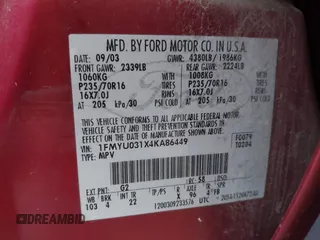 2004 Ford Escape XLT with VIN 1FMYU031X4KA86449, listed as a IAAI auction lot 42629506 with 231,115 mi miles and . Bid and sale history available at DreamBid. Image 9.
