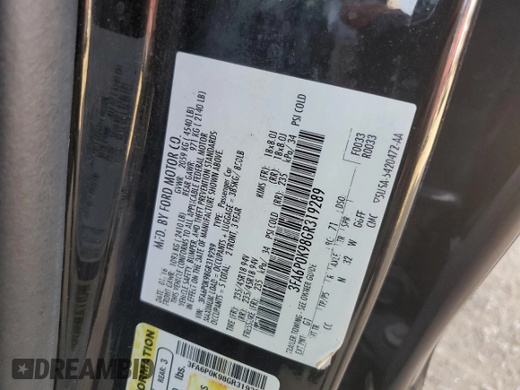 2016 Ford Fusion Titanium with VIN 3FA6P0K98GR319289, listed as a Copart auction lot 77114294 with 123,586 mi miles and Salvage Title. Bid and sale history available at DreamBid. Image 14.