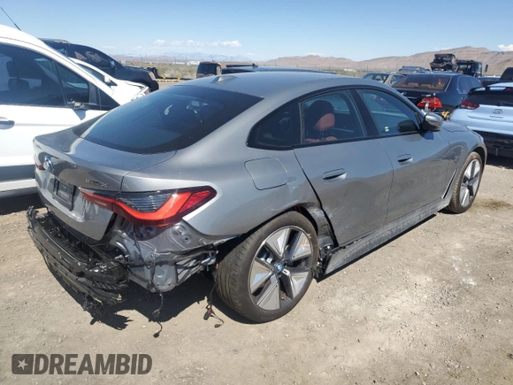 2023 BMW i4 eDrive35 with VIN WBY43AW00PFP80951, listed as a Copart auction lot 47249434 with 5,189 mi miles. Bid and sale history available at carsss.com. Image 3.